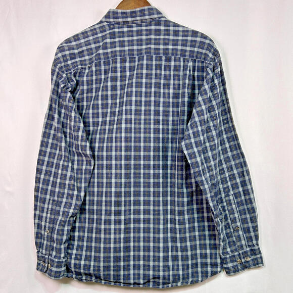 Columbia Mens Button Down Shirt Medium Blue Plaid Long Sleeve Cotton Outdoor - Picture 4 of 6